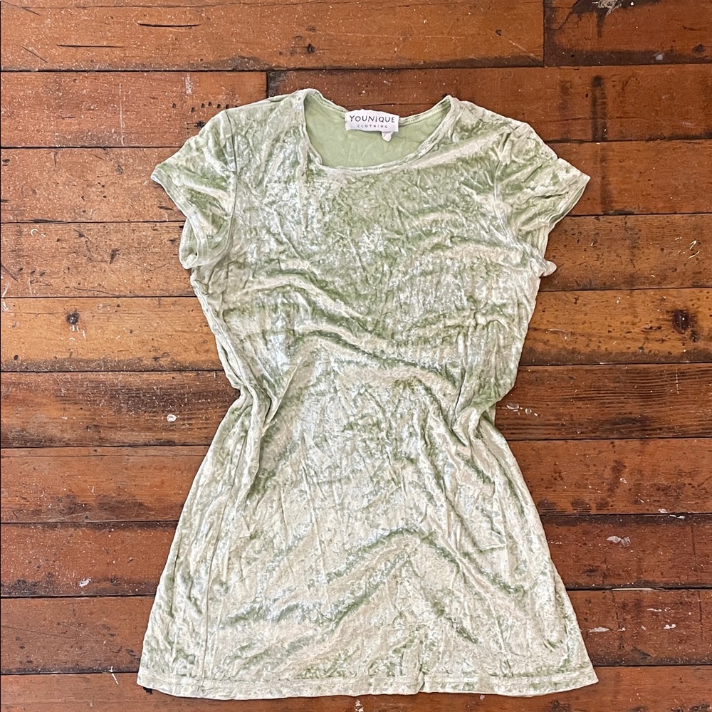 Vintage crushed velvet mint top